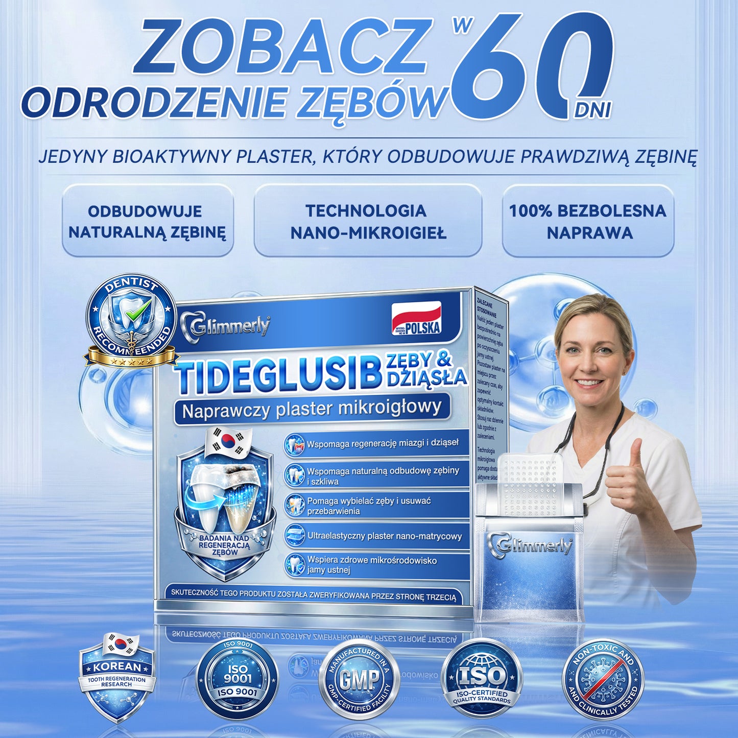 🦷 𝐆𝐥𝐢𝐦𝐦𝐞𝐫𝐥𝐲® 𝐓𝐢𝐝𝐞𝐠𝐥𝐮𝐬𝐢𝐛 Płatki Mikronakłuwające do Naprawy Zębów i Dziąseł | Zaawansowana Aktywacja Komórek Macierzystych – Strips do Naprawy Zębów