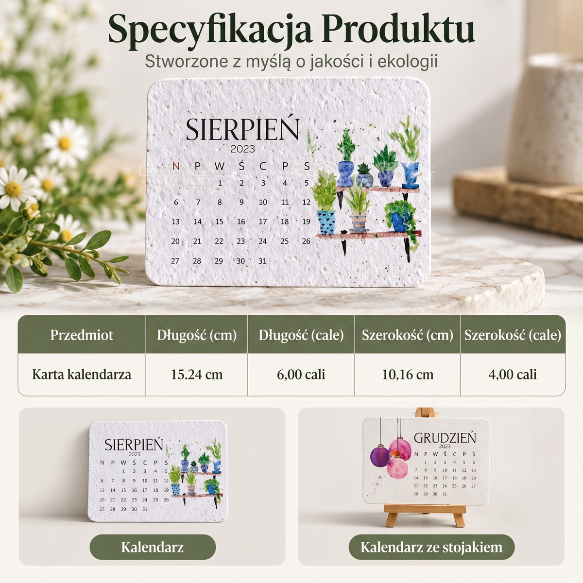 Kalendarz z nasionami do posadzenia na rok 2027 wraz z podstawką🎃