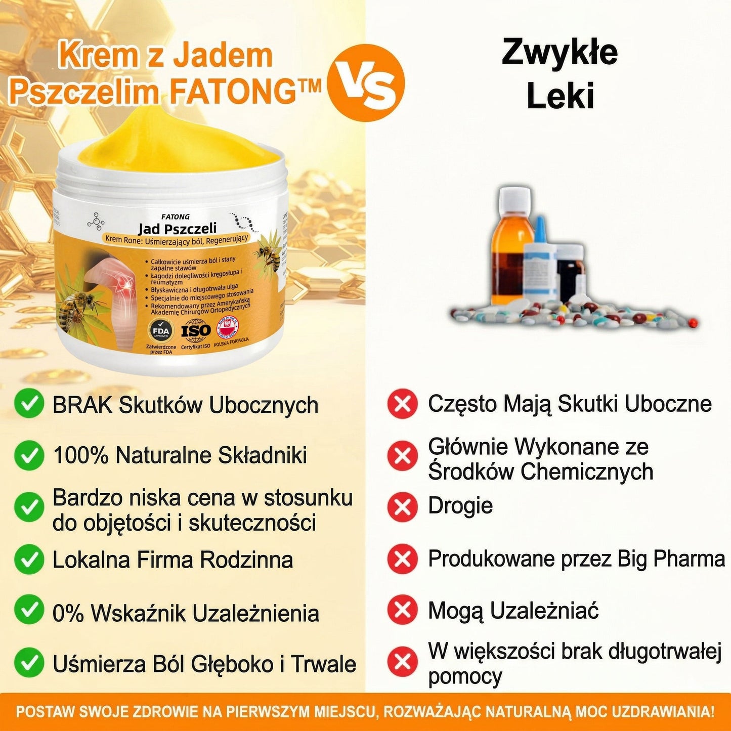 ✅Oficjalny sklep: 𝑭𝑨𝑻𝑶𝑵𝑮® Krem z jadem pszczelim – Uśmierzanie bólu i regeneracja kości 👨‍⚕️ Rekomendowany przez Amerykańską Akademię Chirurgów Ortopedycznych (AAOS) 💖 Oferta specjalna – ograniczony czas