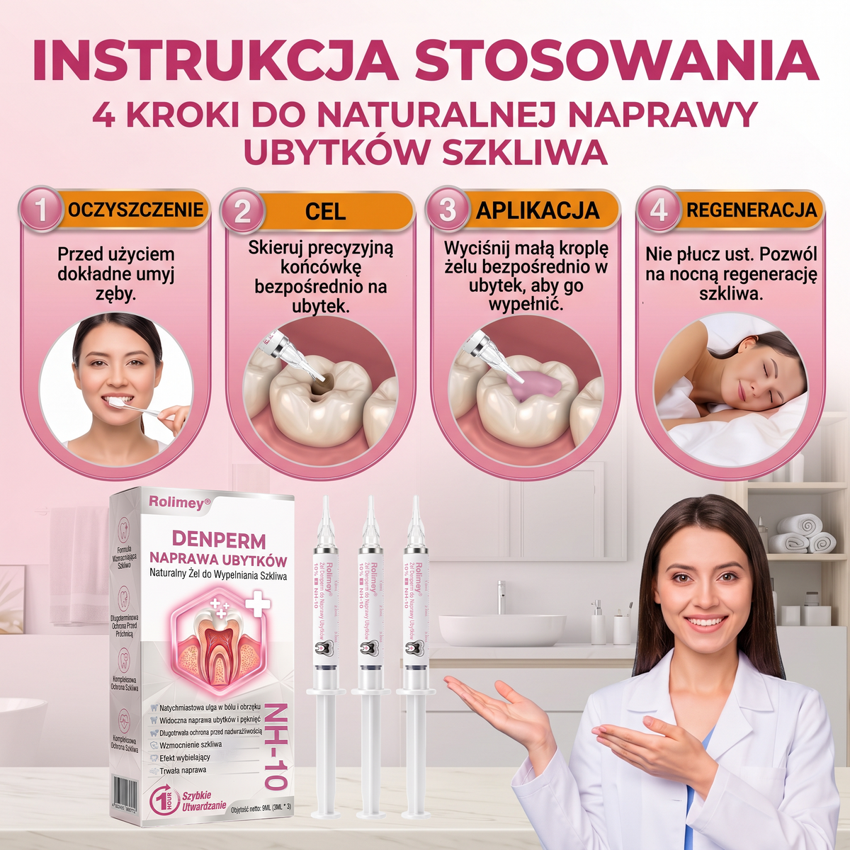 Rolimey® DenPerm – Naturalny żel wypełniający szkliwo do leczenia ubytków próchnicowych🧨