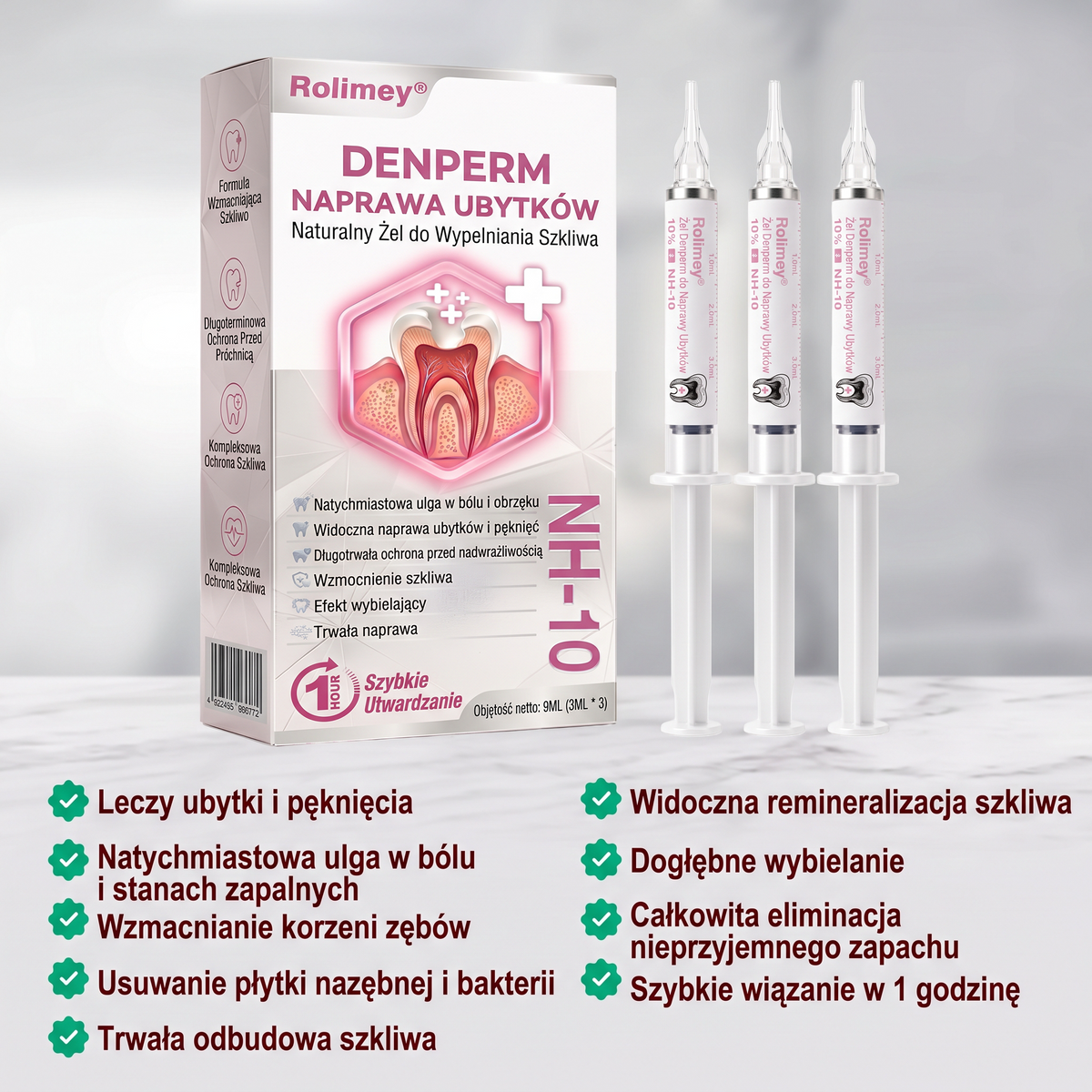 Rolimey® DenPerm – Naturalny żel wypełniający szkliwo do leczenia ubytków próchnicowych🧨