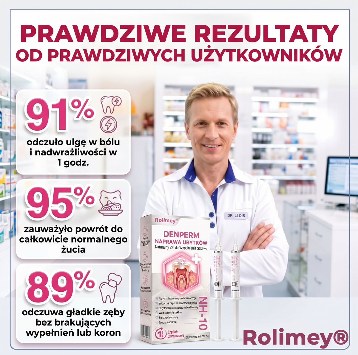 Rolimey® DenPerm – Naturalny żel wypełniający szkliwo do leczenia ubytków próchnicowych🧨