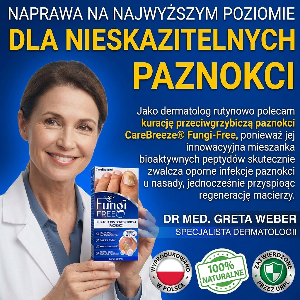🇪🇺 Certyfikowany w UE 👩‍🔬 CareBreeze® Fungi Free – Intensywna Kuracja do Paznokci na Bazie Jadu Pszczelego 🍼