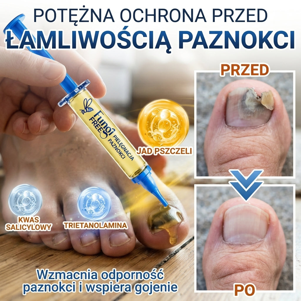 🇪🇺 Certyfikowany w UE 👩‍🔬 CareBreeze® Fungi Free – Intensywna Kuracja do Paznokci na Bazie Jadu Pszczelego 🍼